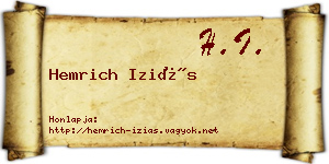 Hemrich Iziás névjegykártya